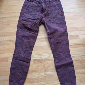 Anthropologie Burgundy Camouflage Skinny Utility Pants